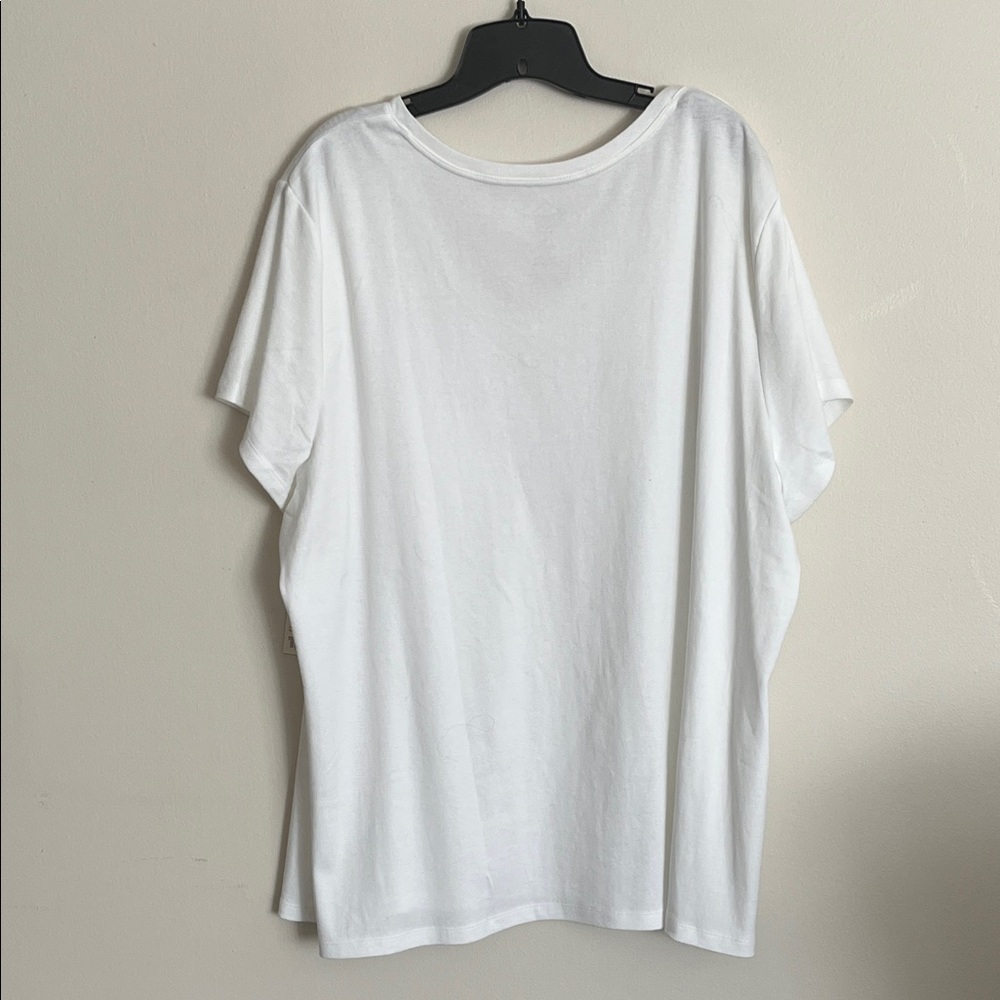St. John's Bay White V-Neck Short Sleeve Tee - Picture 5 of 5